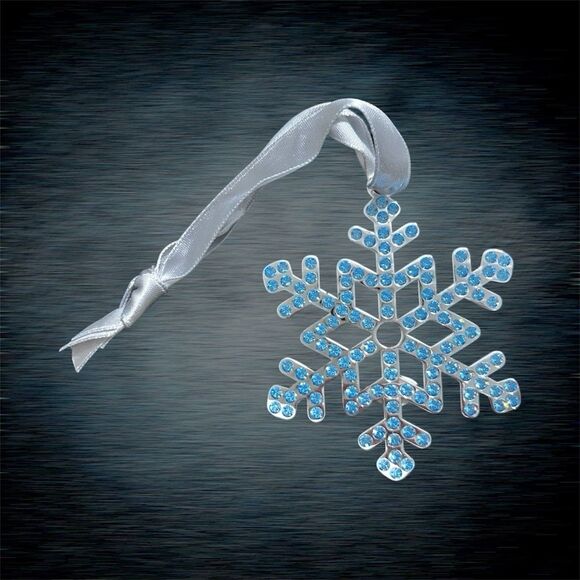 Vintage Harvey Lewis LUXE Snowflake Ornament Swarovski Crystals Silver Ribbon - Picture 2 of 7